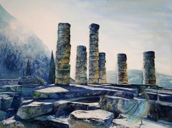 2021-06 Apollon Tempel in Delphi - Griechenland  (36x48 cm)